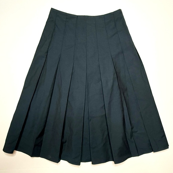 Gucci Uniform Zip Up Dark Green Pleated Flared A-Line Skirt - Picture 1 of 5